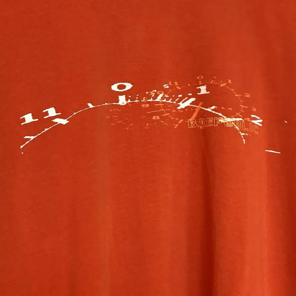 Vintage Banana Republic Men’s T-Shirt Long Sleeve Clock Print Orange Size M